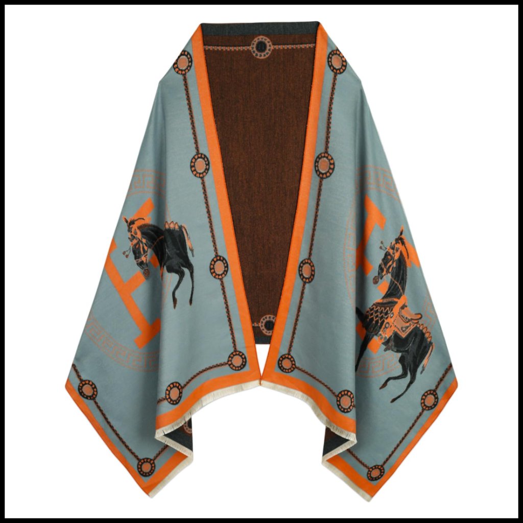 Silky Cashmere Pashmina Shawl Wrap Elegant Reversible Winter Poncho Cape